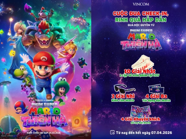 CUỘC ĐUA CHECK-IN, RINH QUÀ ĐỘC QUYỀN TỪ PHIM SUPER MARIO THIÊN HÀ