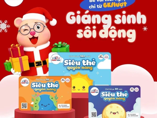 GIÁNG SINH SÔI ĐỘNG, BÉ VUI MỖI NGÀY CHỈ VỚI 6K/LƯỢT TẠI FUNNY KIDS TĨNH GIA
