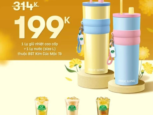 Trà Phúc Long: Bộ đôi ly giữ nhiệt Phúc Long 700ml cao cấp