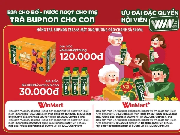 WINMART | TẾT NÀY, UỐNG TRÀ MÊ SAY VỚI ƯU ĐÃI 50% TỪ BUPNON TEA 365!!