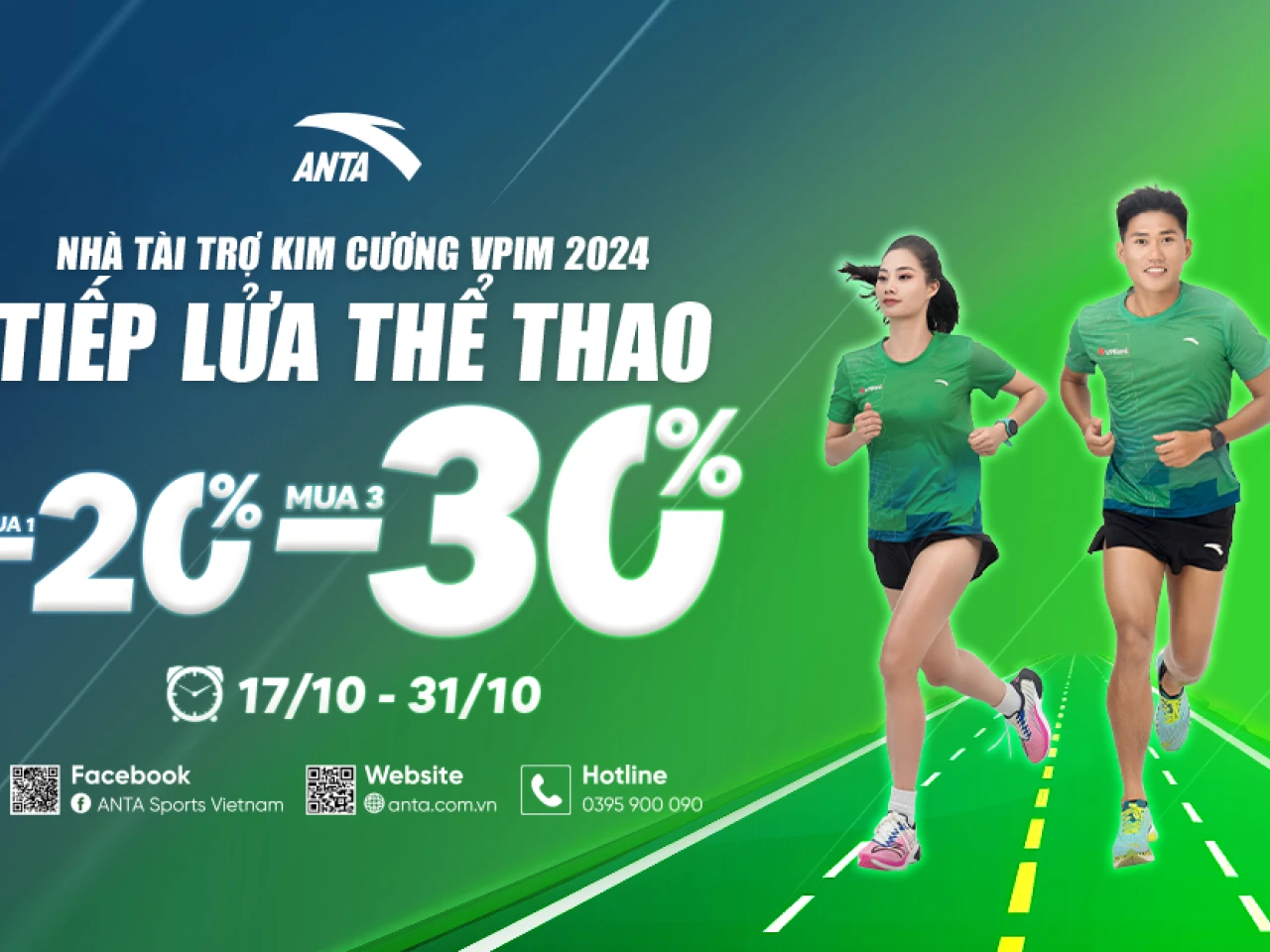 TIẾP NHIỆT THỂ THAO, ANTA ƯU ĐÃI TỚI 30% CÁC SẢN PHẨM HOT THÁNG 10