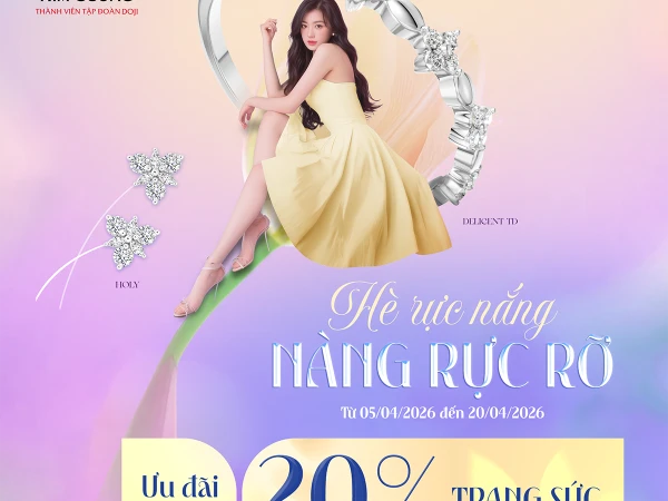 Từ ngày 05/04 - 20/04/2026, Thế Giới Kim Cương mang đến hàng loạt deal xịn dành cho tín đồ trang sức vi vu hè này