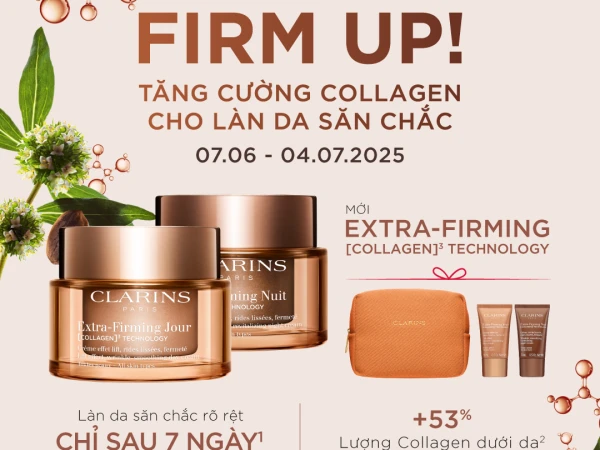 CLARINS - GƯƠNG MẶT SĂN CHẮC – BÍ MẬT THANH XUÂN  TĂNG 53% COLLAGEN SAU 7 NGÀY