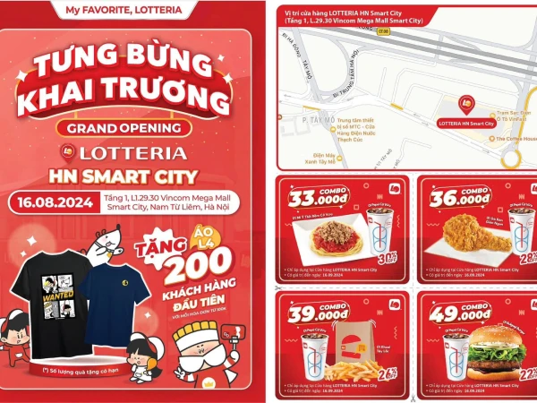 ĐÓN DEAL CỰC HOT MỪNG KHAI TRƯƠNG LOTTERIA VINCOM MEGA MALL SMART CITY TÂY MỖ