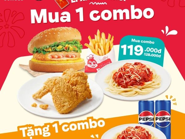 JOLLIBEE - LÌ XÌ NĂM MỚI - MUA 1 COMBO TẶNG 1 COMBO