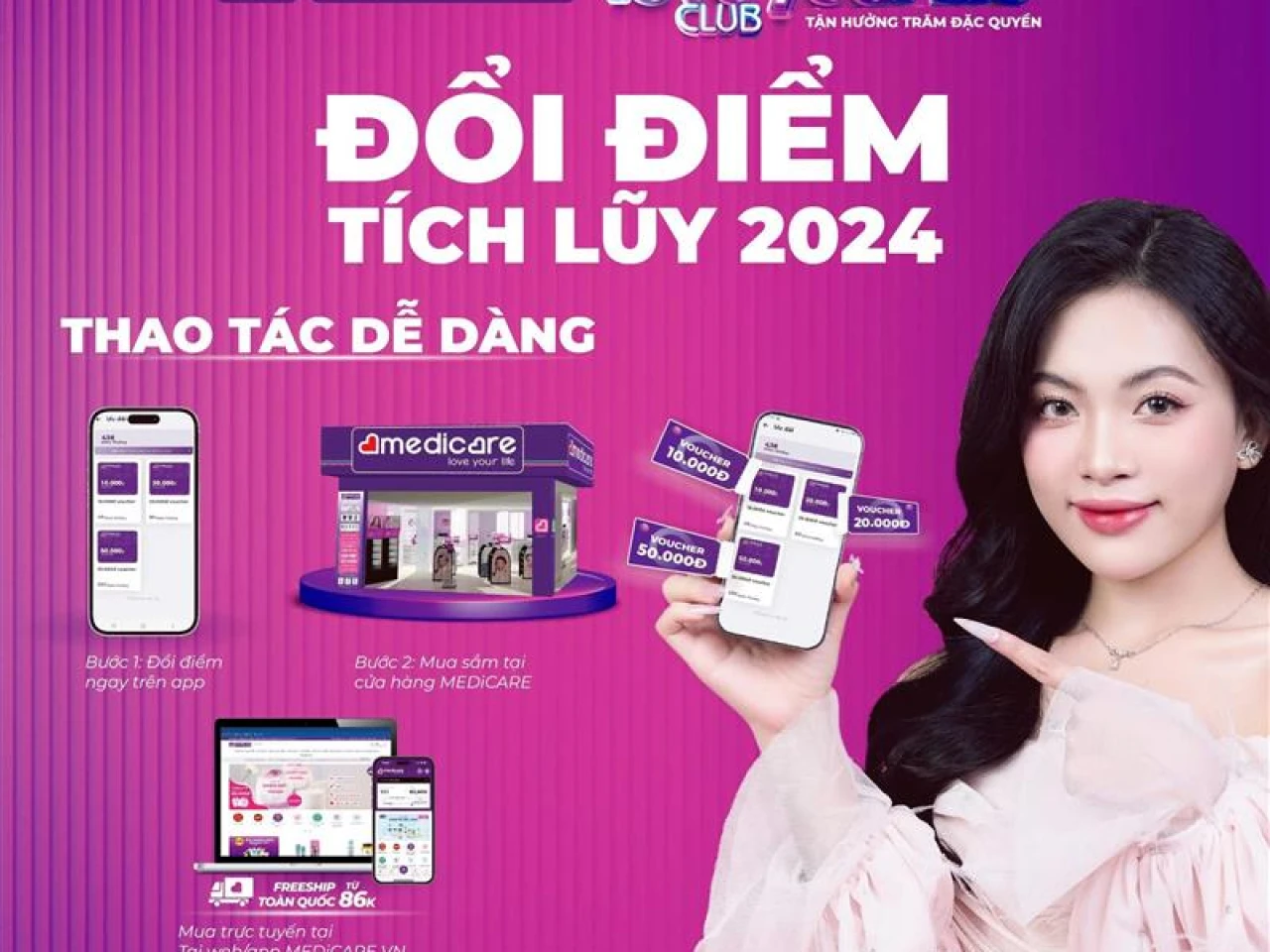 MEDICARE - ĐẶC QUYỀN HỘI VIÊN MEDiCARE VN APP - Đổi điểm tích lũy 2024 – Nhận voucher Mua sắm cực đỉnh cùng MEDiCARE! 🔥