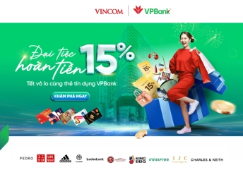 TẾT VÔ LO - QUẸT THẺ TÍN DỤNG VPBANK CHI TIÊU TẠI VINCOM VỚI ƯU ĐÃI HOÀN TIỀN CỰC HỜ