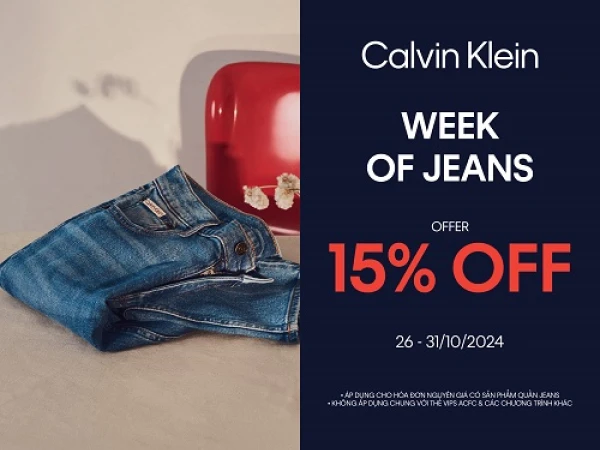 CALVIN KLEIN -WEEK OF JEANS - OFFER 15% OFF