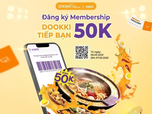 DOOKKI đăng ký membership Dookki tiếp bạn 50k
