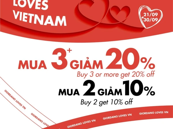 Giordano- Giảm ngay 10-20% khi mua 2 sản phẩm trở lên