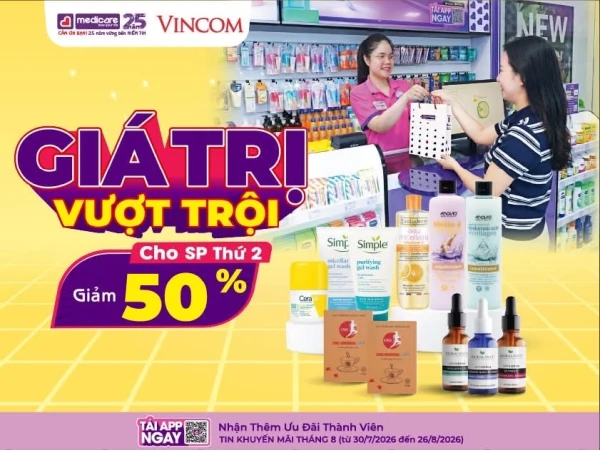 MEDiCARE Giá Trị Vượt Trội Tháng 8: Mua 2 Giảm 50%, Deal Đến 30%