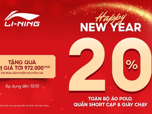 Happy new year Li-Ning ưu đãi 20%-50% toàn bộ quần áo gió và giày chạy