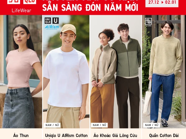 CÙNG UNIQLO SẴN SÀNG ĐÓN NĂM MỚI VỚI KHUYẾN MÃI CÓ HẠN 27.12 - 02.01