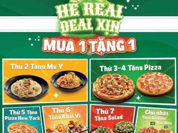 Hè real deal xịn 🎁🎁 Mua 1 tặng 1 cả tuần tại The Pizza Company