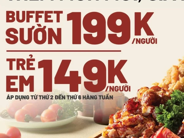 🏡 Tối nay cả nhà mình đổi gió, đi thử món mới trong BUFFET SƯỜN từ 149K nha 💛