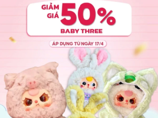 Giảm giá 50% toàn bộ sản phẩm Baby Three tại Nhà Sách Tân Việt