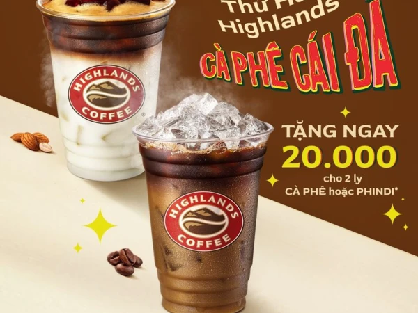 CÀ PHÊ PHIN & PHINDI TẶNG 20K từ Highlands Coffee