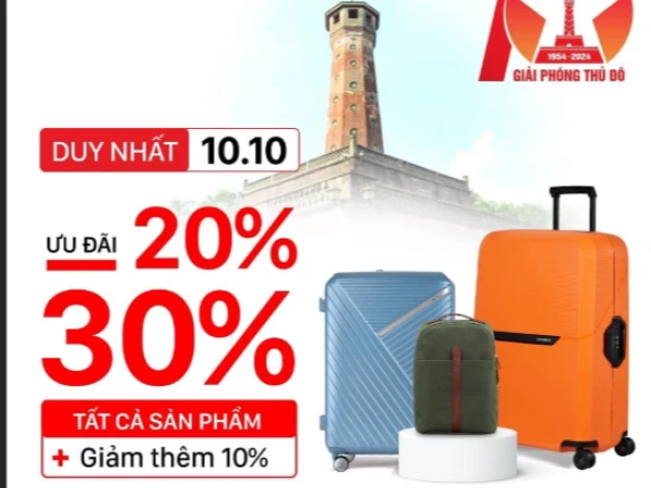 Samsonite tặng ưu đãi 𝟐𝟎-𝟑𝟎% tất cả sản phẩm