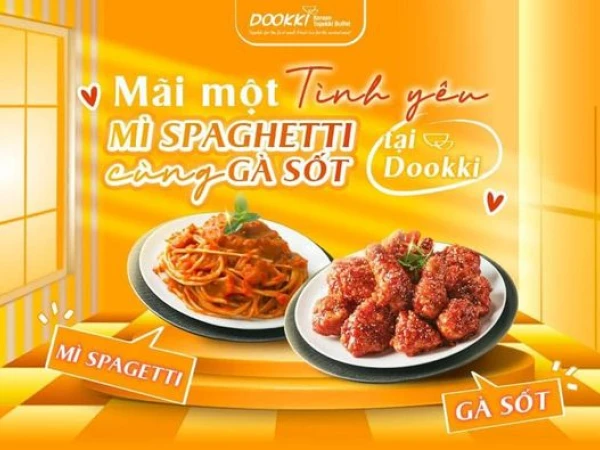 Mãi một mỳ Spaghetti ăn cùng gà đẫm sốt tại Doookki
