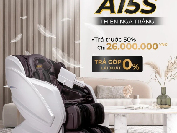 THIÊN NGA TRẮNG A15S  Ghế Massage A15S - được thiết kế với chỉ một tông màu trắng duy nhất.
