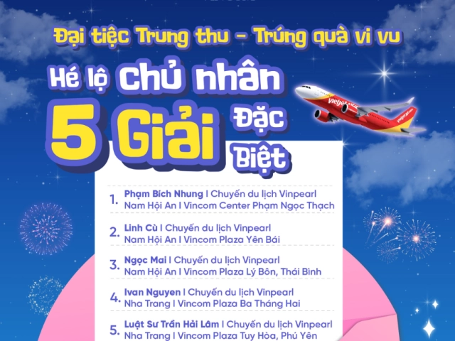 LỘ DIỆN 05 CHỦ NHÂN MAY MẮN TỪ “ĐẠI TIỆC TRUNG THU - TRÚNG QUÀ VI VU” TẠI VINCOM 🔥🔥🔥