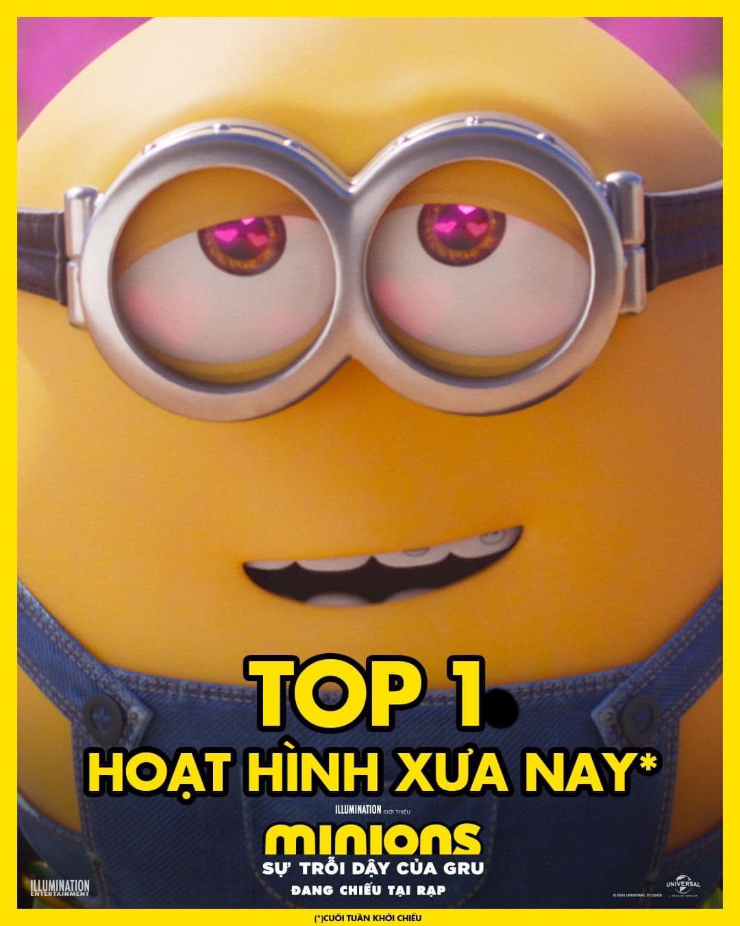 Chúc mừng MINIONS SỰ TRỖI DẬY CỦA GRU đạt TOP 1 phim hoạt hình mở màn