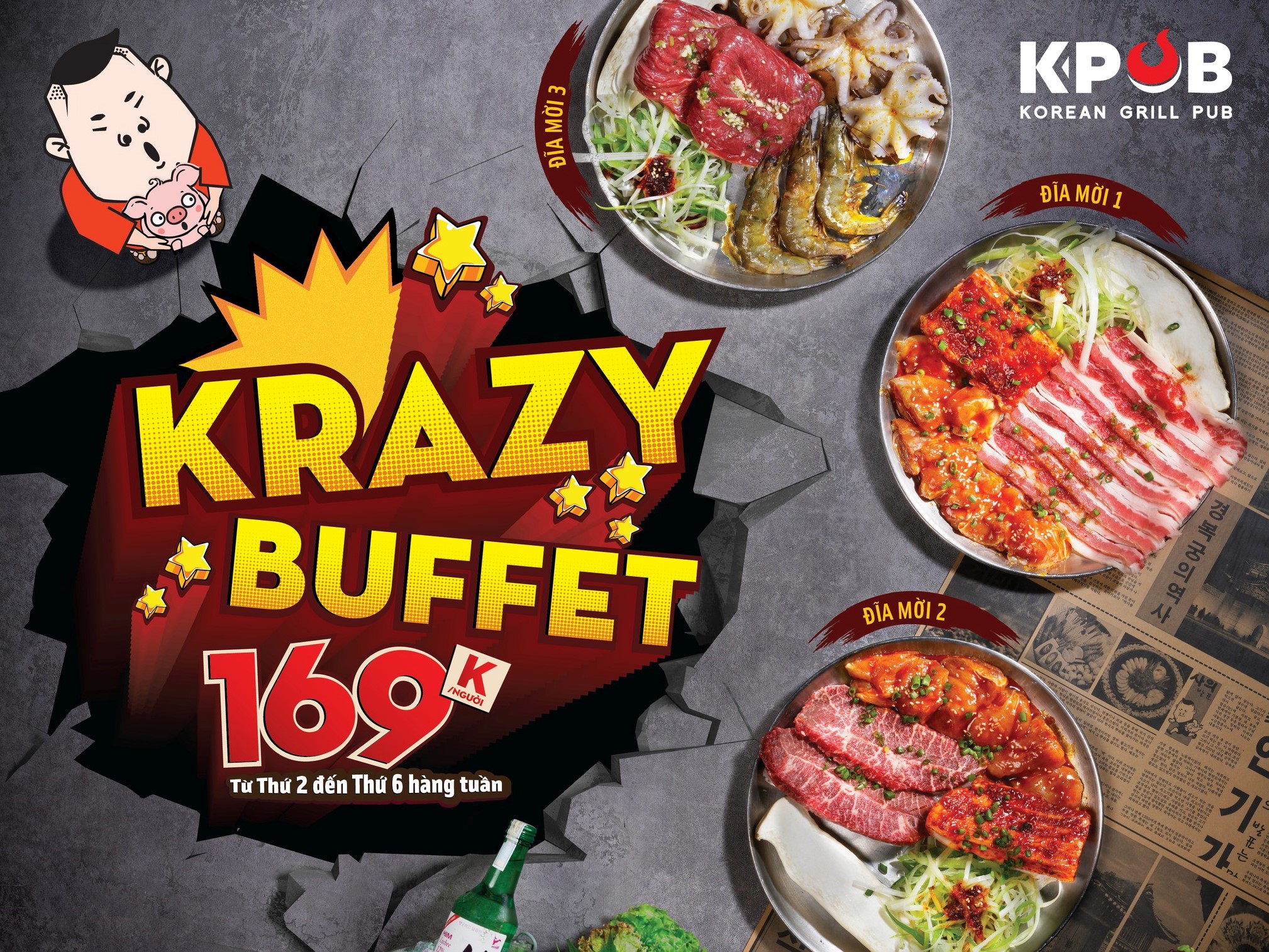 KPUB KRAZY BUFFET ĂN PHỦ PHÊ CHỈ 169K