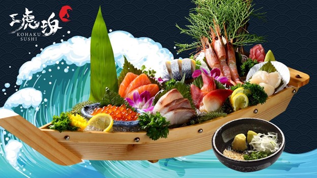 thuyền sashimi của nhà hàng kohaku sushi