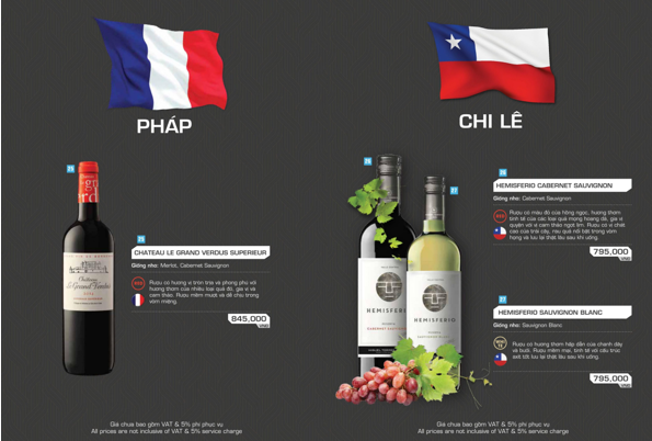 các loại rượu thượng hạng tại Pháp và Chi Lê