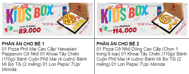 menu kid box dành cho trẻ em