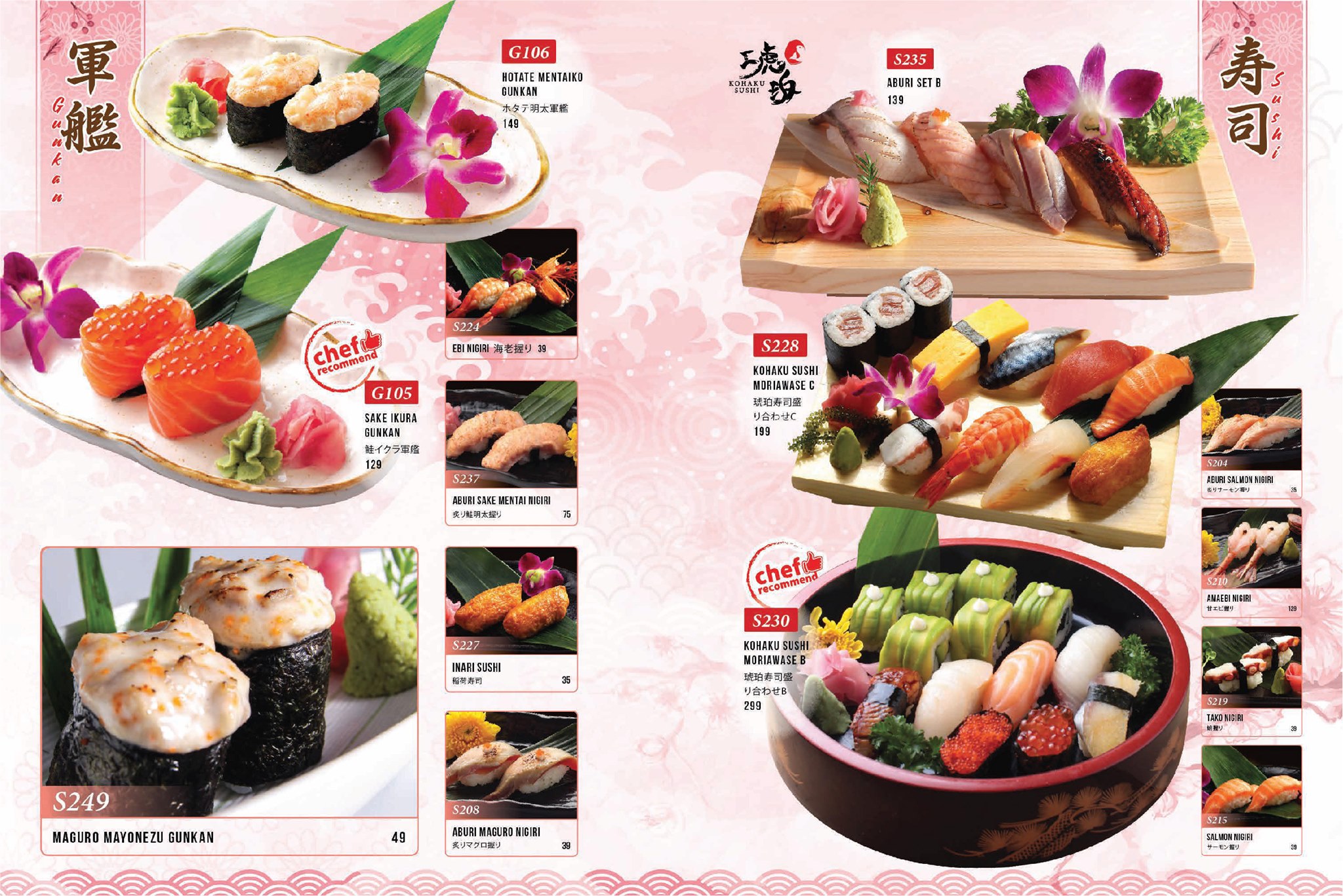 set menu sushi với nhiều loại khác nhau