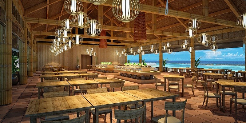 không gian rộng rãi của nhà hàng hương biển