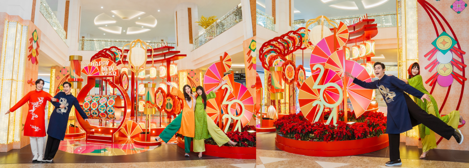 Vincom Mega Mall Royal City gây ấn tượng với Vườn Xuân May Mắn mang đặc trưng ngày Tết của Miền Bắc và Miền Trung