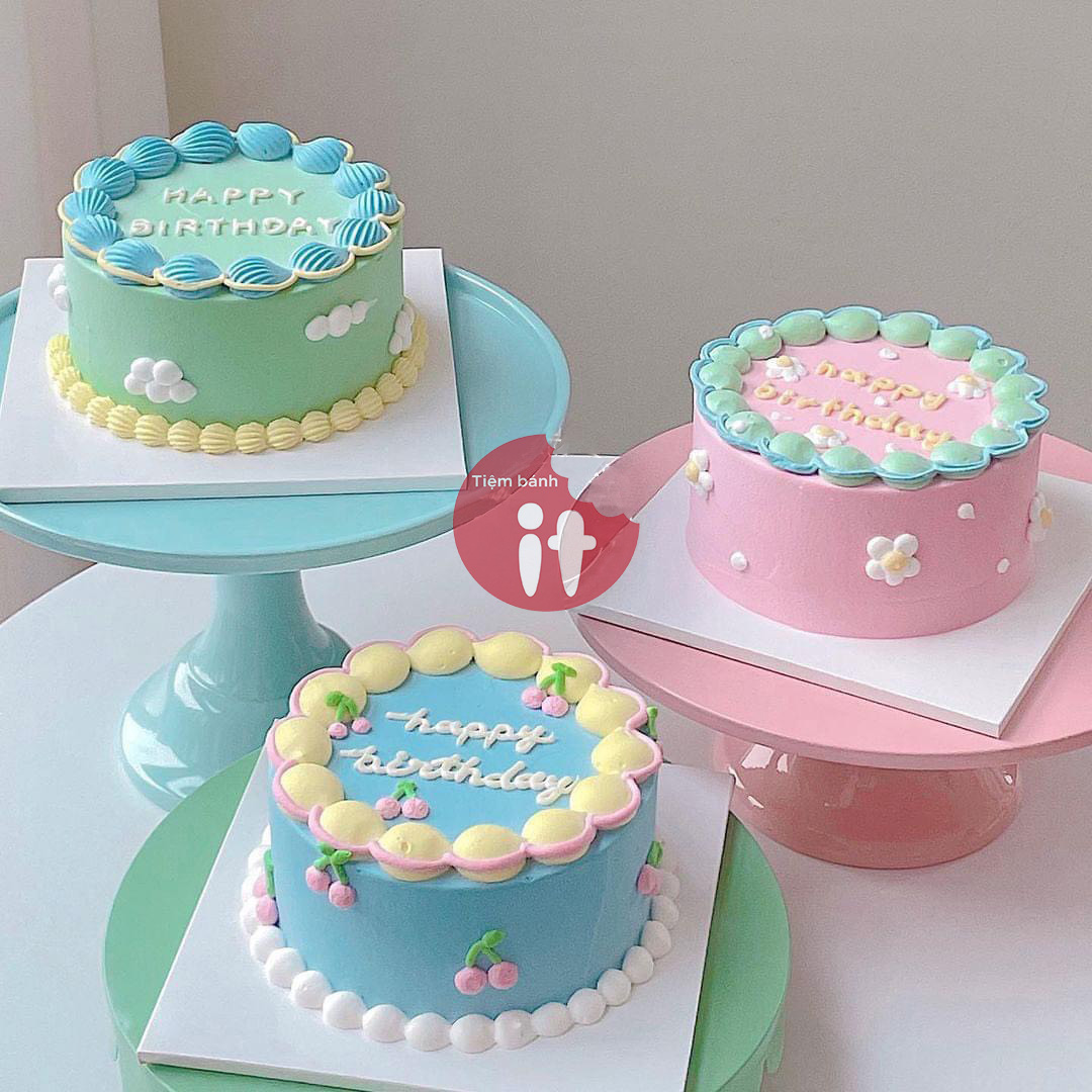 Bánh sinh nhật mini tone xanh socola chảy - Thu Hường Bakery