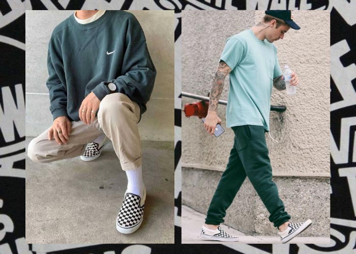 phối giày vans caro với quần jogger tinh giản